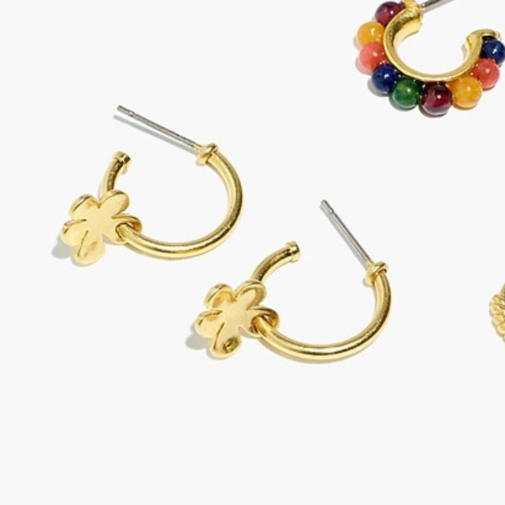 Flower Charm Hoop Earrings